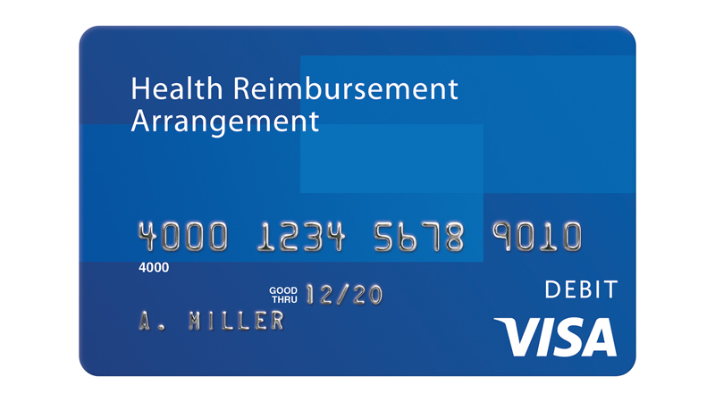 Health Reimbursement Arrangement Card Visa Health Reimbursement Arrangement debit card.